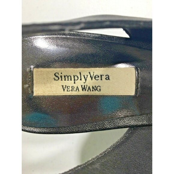 SimplyVera Vera Wang Cicely Graphite Grey Women's Size 7 Heels Open Toe - Picture 4 of 4